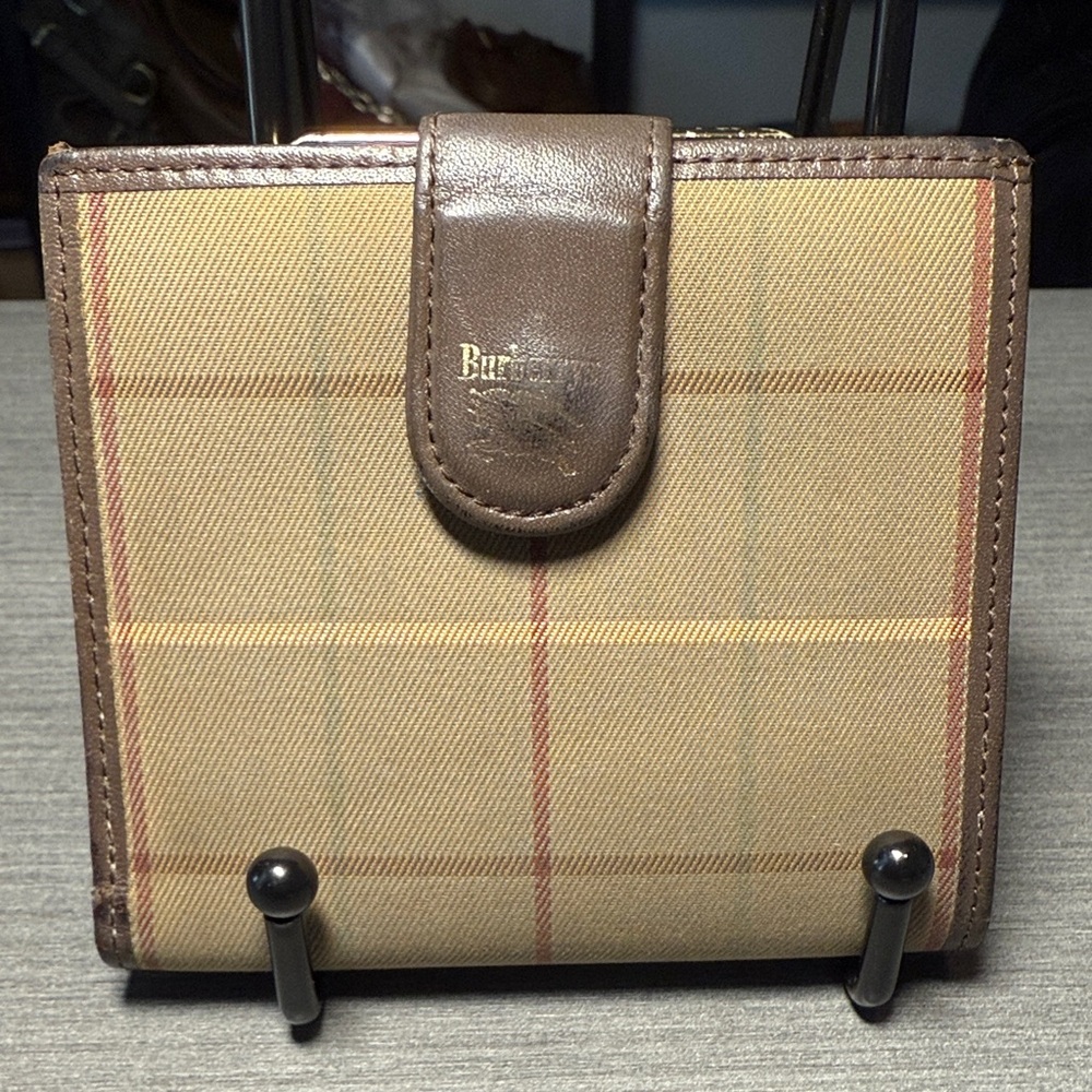 Burberrys Beige and Brown Check Wallet